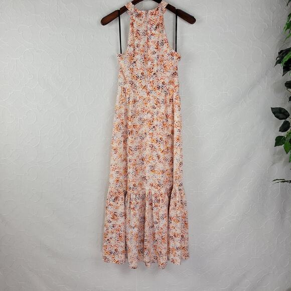 Laundry by Shelli Segal Womens Dress Size 2 Orange Halter Neck Midi Tiered Maxi - Picture 8 of 16